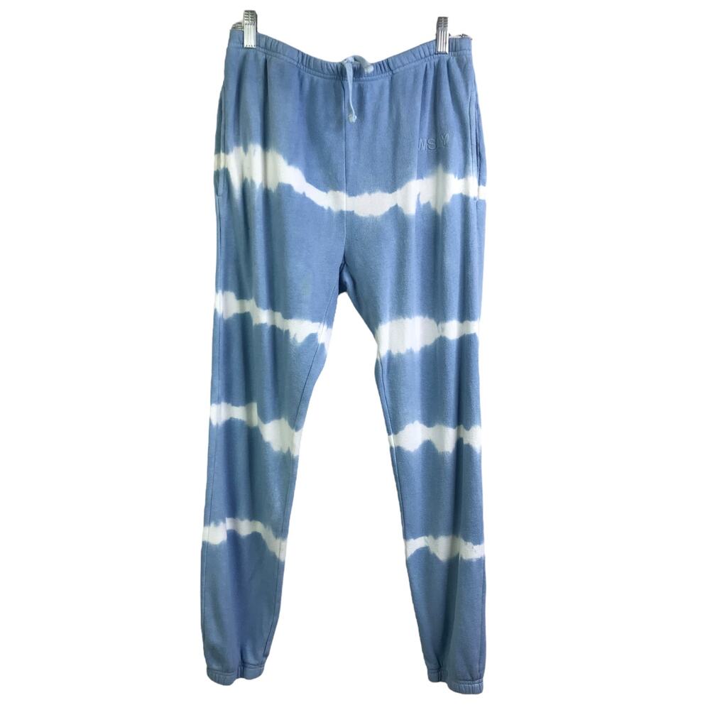 WSLY Sweatpants Womens S Light Blue White‎ Tie Dye Striped Jogger Pants Lounge